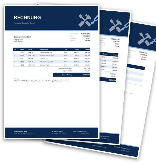 Belegvorlage Werkbank